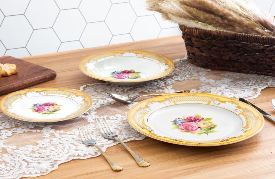 Rose China　食器　12枚セット Dishes Set for 4-12 Piece Rose Dinnerware Sets - Service for 4